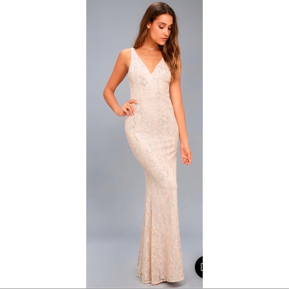 Lulus Blush Lace Maxi Dress